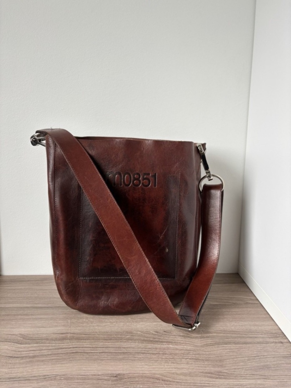 M0851 Leather Crossbody Tote Bag